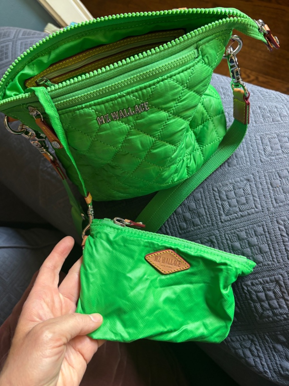 MZ WALLACE Quilted Metro Scout Crossbody bag in Grass Emerald NEW - Picture 5 of 5